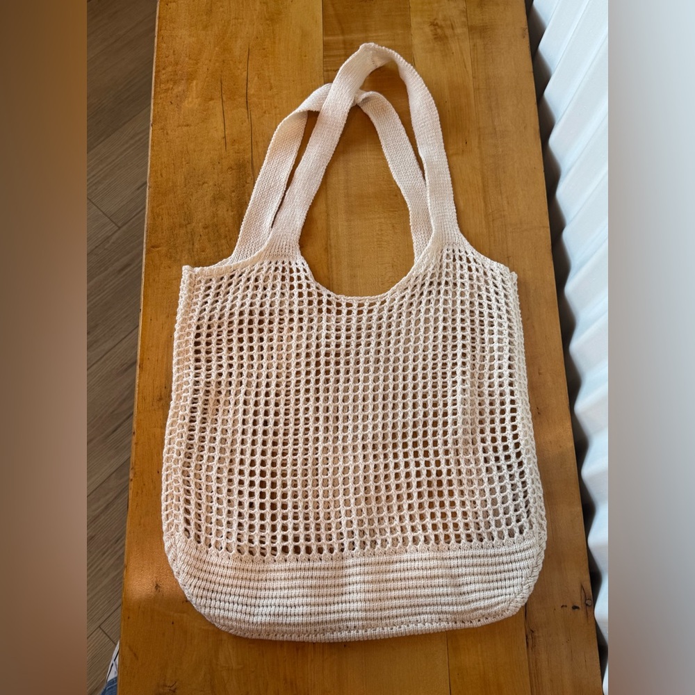 Cream Knit Tote Bag